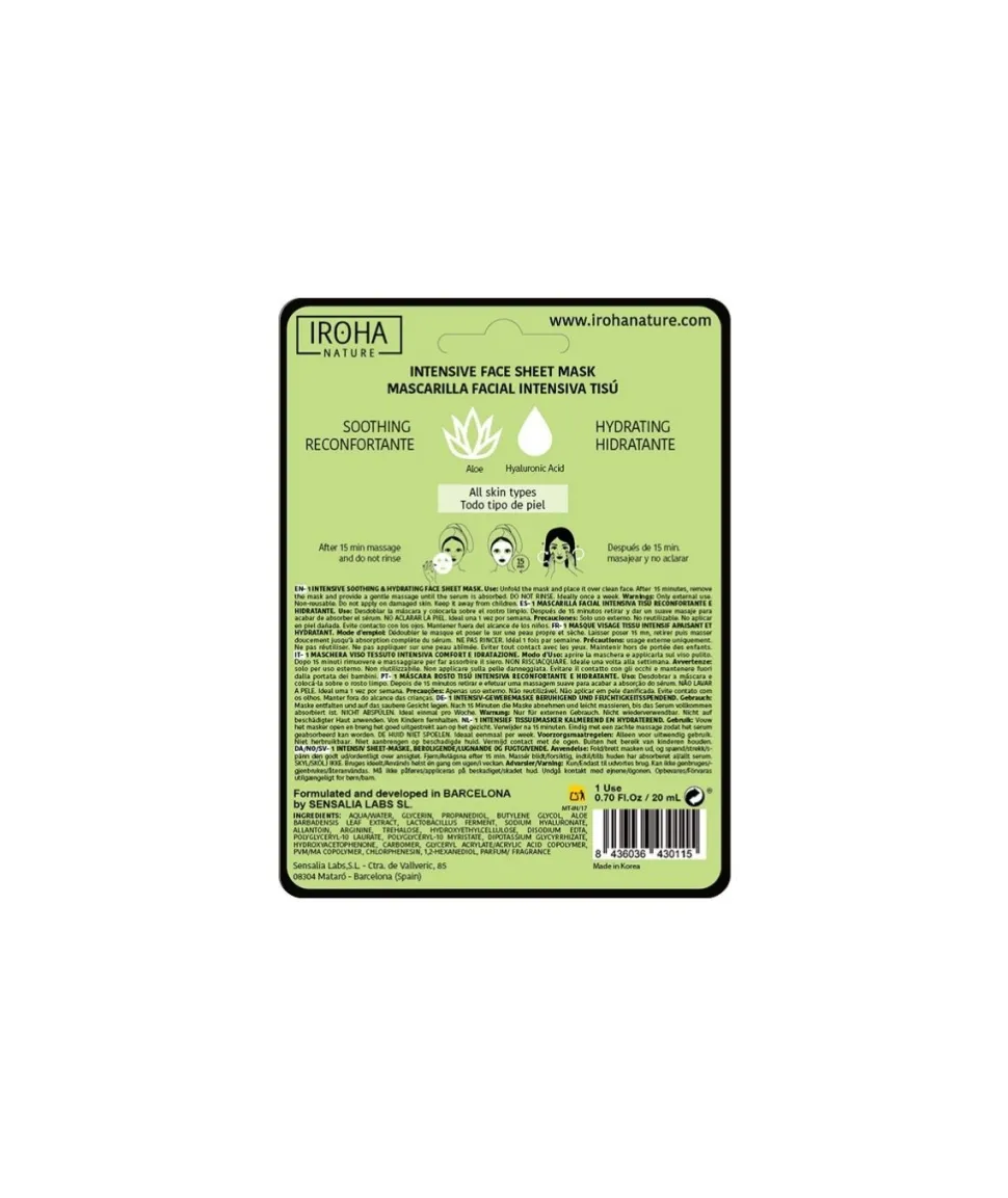 Mascarilla Hidratante Con Aloe Vera Y Acido Hialuronico