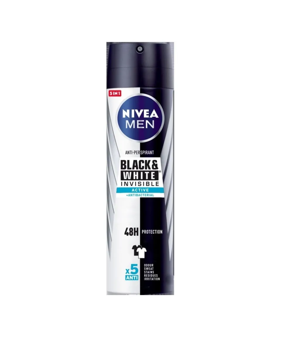 Men Black & White Invisible Active Spray Desodorante 200 Ml